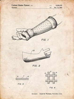 Picture of PP687-VINTAGE PARCHMENT ORTHOPEDIC HARD CAST PATENT POSTER