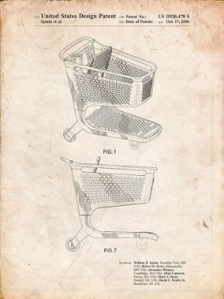 Picture of PP693-VINTAGE PARCHMENT TARGET SHOPPING CART PATENT POSTER
