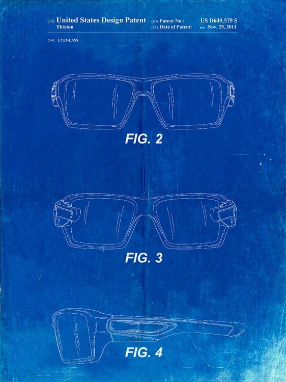 Picture of PP695-FADED BLUEPRINT OAKLEY CRANKCASE SUNGLASSES PATENT POSTER