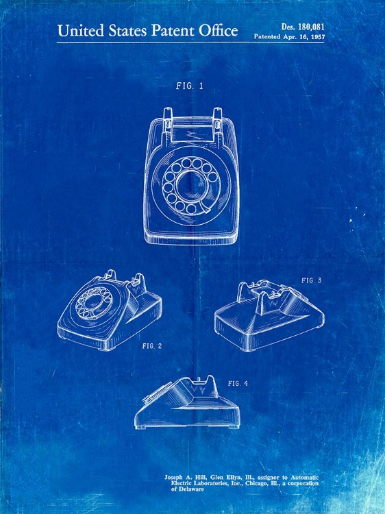 Picture of PP699-FADED BLUEPRINT 1960S TELEPHONE POSTER