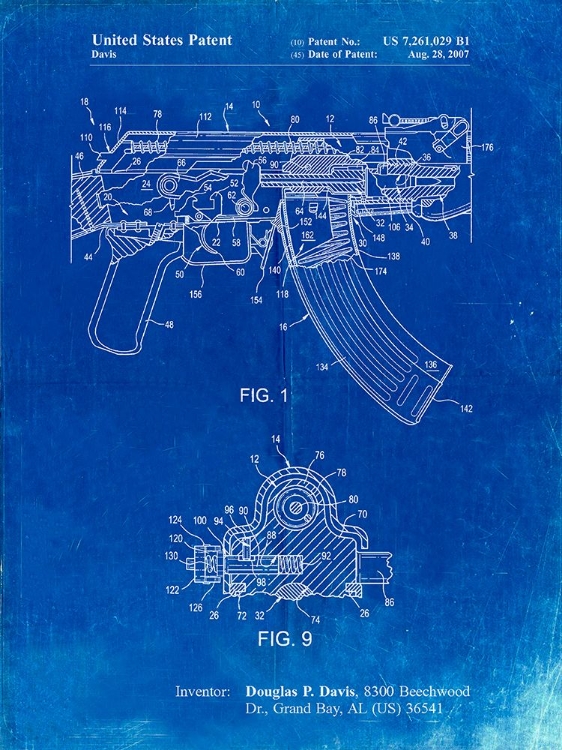 Picture of PP701-FADED BLUEPRINT AK-47 BOLT LOCKING PATENT PRINT