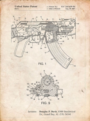 Picture of PP701-VINTAGE PARCHMENT AK-47 BOLT LOCKING PATENT PRINT