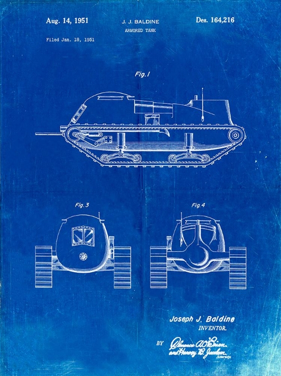 Picture of PP705-FADED BLUEPRINT ARMORED TANK PATENT POSTER