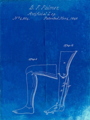Picture of PP706-FADED BLUEPRINT ARTIFICIAL LEG PATENT 1846 WALL ART POSTER