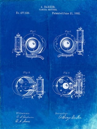 Picture of PP707-FADED BLUEPRINT ASBURY FRICTIONLESS CAMERA SHUTTER PATENT POSTER