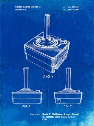 Picture of PP714-FADED BLUEPRINT ATARI CONTROLLER PATENT POSTER