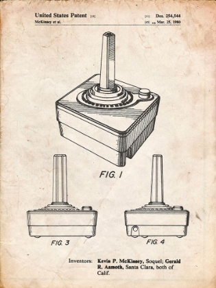 Picture of PP714-VINTAGE PARCHMENT ATARI CONTROLLER PATENT POSTER