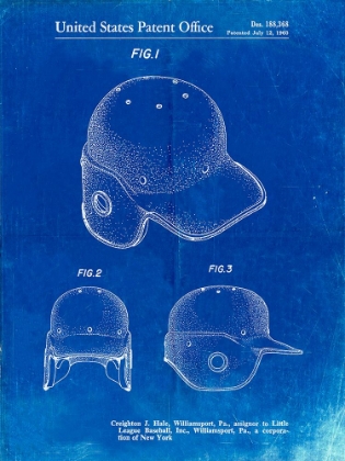 Picture of PP716-FADED BLUEPRINT BASEBALL HELMET PATENT POSTER