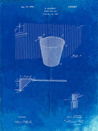 Picture of PP717-FADED BLUEPRINT BASKETBALL GOAL PATENT POSTER