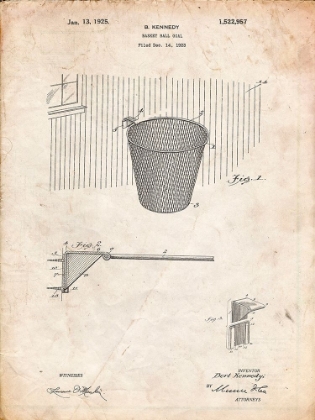 Picture of PP717-VINTAGE PARCHMENT BASKETBALL GOAL PATENT POSTER