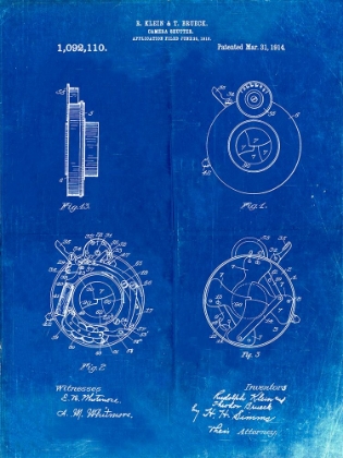 Picture of PP720-FADED BLUEPRINT BAUSCH AND LOMB CAMERA SHUTTER PATENT POSTER