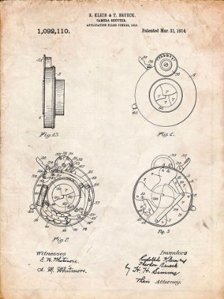 Picture of PP720-VINTAGE PARCHMENT BAUSCH AND LOMB CAMERA SHUTTER PATENT POSTER