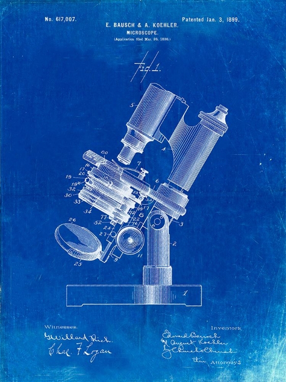 Picture of PP721-FADED BLUEPRINT BAUSCH AND LOMB MICROSCOPE PATENT POSTER
