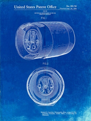 Picture of PP730-FADED BLUEPRINT BEER KEG PATENT POSTER