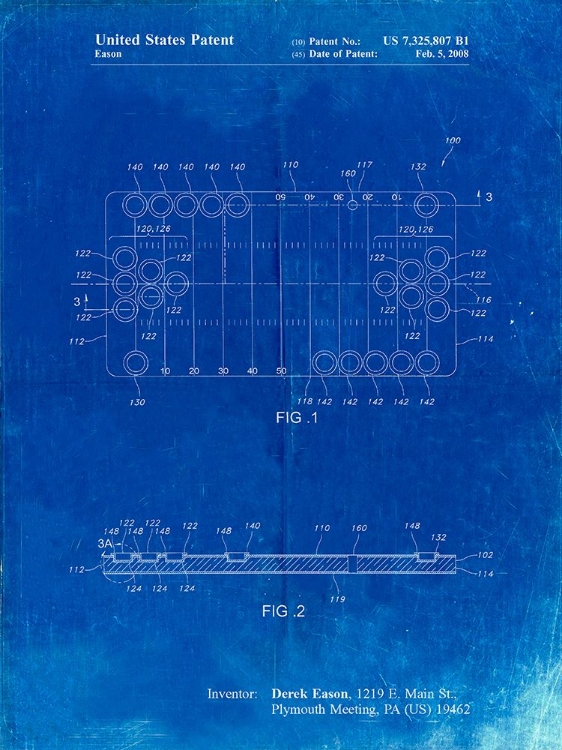 Picture of PP731-FADED BLUEPRINT BEER PONG PATENT POSTER