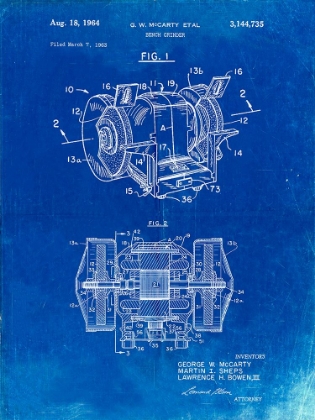Picture of PP733-FADED BLUEPRINT BENCH GRINDER PATENT POSTER