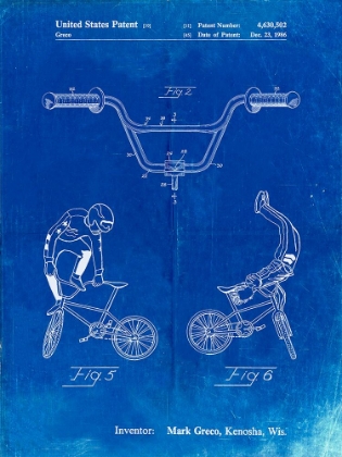 Picture of PP734-FADED BLUEPRINT BICYCLE HANDLEBAR ART