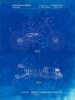 Picture of PP735-FADED BLUEPRINT BICYCLE SHOCK ART