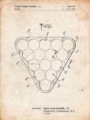 Picture of PP737-VINTAGE PARCHMENT BILLIARD BALL RACK PATENT POSTER