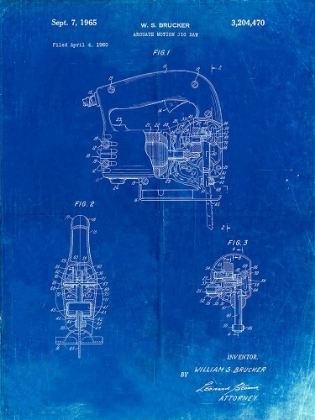 Picture of PP739-FADED BLUEPRINT BLACK AND DECKER JIGSAW PATENT POSTER