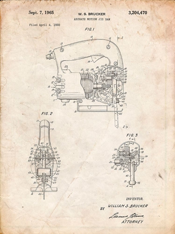 Picture of PP739-VINTAGE PARCHMENT BLACK AND DECKER JIGSAW PATENT POSTER