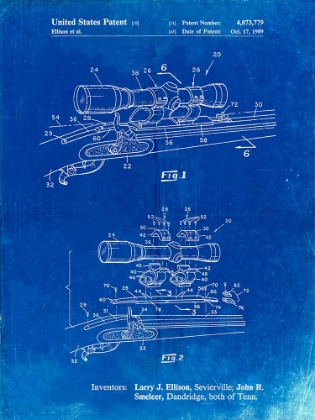 Picture of PP740-FADED BLUEPRINT BLACK POWDER RIFLE SCOPE PATENT POSTER