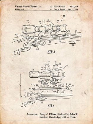 Picture of PP740-VINTAGE PARCHMENT BLACK POWDER RIFLE SCOPE PATENT POSTER