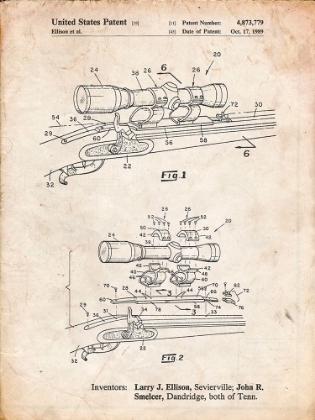 Picture of PP740-VINTAGE PARCHMENT BLACK POWDER RIFLE SCOPE PATENT POSTER