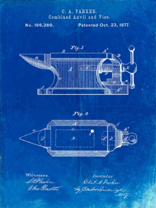 Picture of PP741-FADED BLUEPRINT BLACKSMITH ANVIL PATENT POSTER