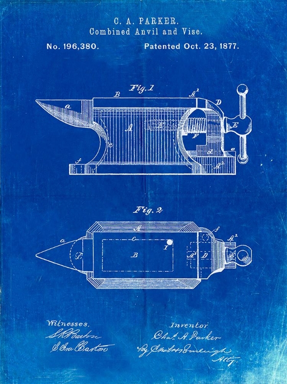 Picture of PP741-FADED BLUEPRINT BLACKSMITH ANVIL PATENT POSTER