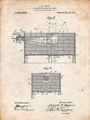 Picture of PP742-VINTAGE PARCHMENT BLACKSMITH FORGE PATENT POSTER