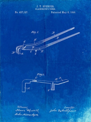 Picture of PP744-FADED BLUEPRINT BLACKSMITH TONGS PATENT POSTER