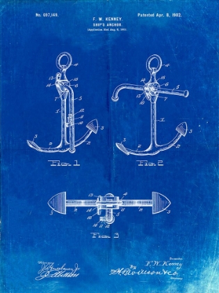 Picture of PP745-FADED BLUEPRINT BOAT ANCHOR PATENT POSTER
