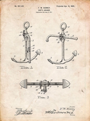 Picture of PP745-VINTAGE PARCHMENT BOAT ANCHOR PATENT POSTER