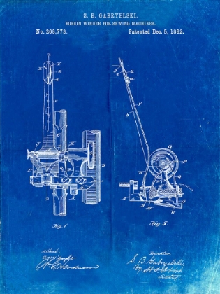 Picture of PP747-FADED BLUEPRINT BOBBIN WINDER FOR SEWING MACHINES POSTER
