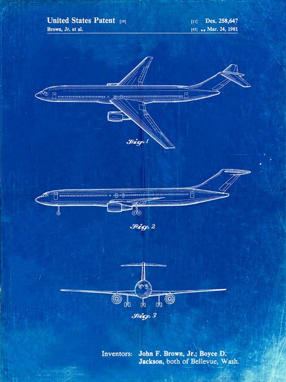 Picture of PP748-FADED BLUEPRINT BOEING CONCEPT 777 AIRCRAFT PATENT POSTER