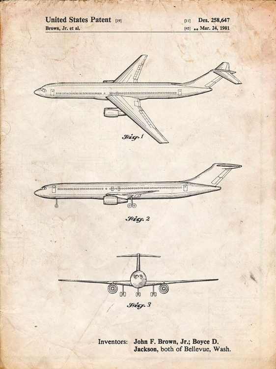 Picture of PP748-VINTAGE PARCHMENT BOEING CONCEPT 777 AIRCRAFT PATENT POSTER