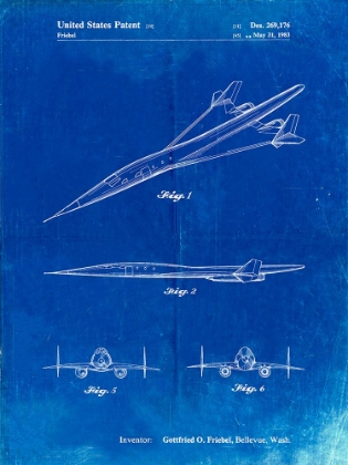 Picture of PP751-FADED BLUEPRINT BOEING SUPERSONIC TRANSPORT CONCEPT PATENT POSTER