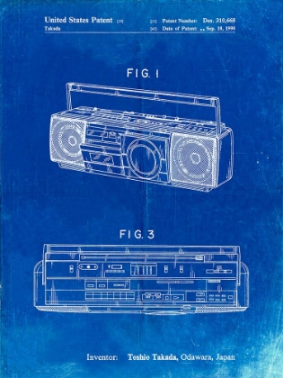 Picture of PP752-FADED BLUEPRINT BOOM BOX PATENT POSTER