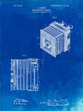 Picture of PP753-FADED BLUEPRINT BORSUM CAMERA CO REFLEX CAMERA PATENT POSTER