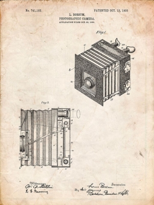 Picture of PP753-VINTAGE PARCHMENT BORSUM CAMERA CO REFLEX CAMERA PATENT POSTER