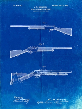 Picture of PP754-FADED BLUEPRINT BROWNING AUTO 5 SHOTGUN 1900 PATENT POSTER