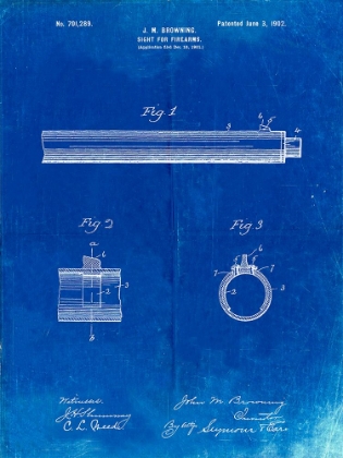 Picture of PP756-FADED BLUEPRINT BROWNING SIGHT FOR FIREARMS PATENT POSTER