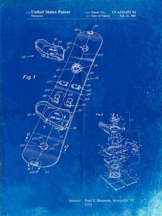 Picture of PP760-FADED BLUEPRINT BURTON TOURING SNOWBOARD PATENT POSTER