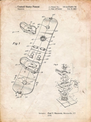 Picture of PP760-VINTAGE PARCHMENT BURTON TOURING SNOWBOARD PATENT POSTER