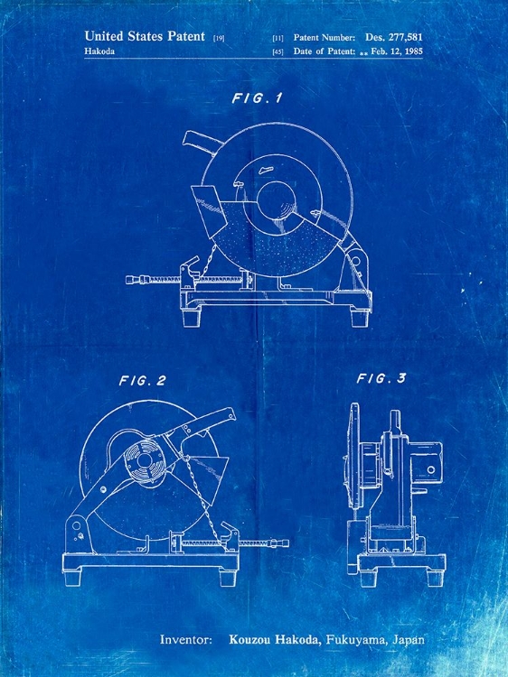 Picture of PP762-FADED BLUEPRINT CHOP SAW PATENT POSTER