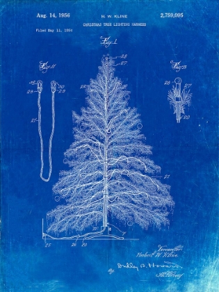 Picture of PP765-FADED BLUEPRINT CHRISTMAS TREE POSTER