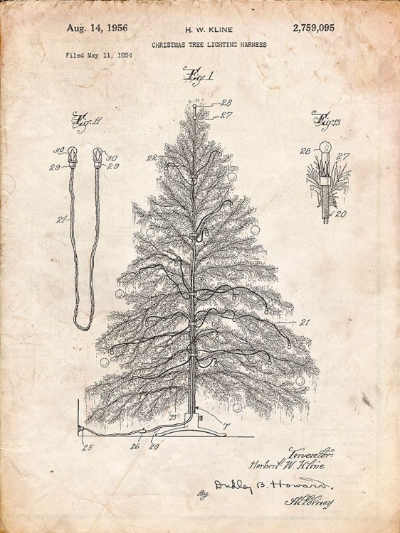 Picture of PP765-VINTAGE PARCHMENT CHRISTMAS TREE POSTER