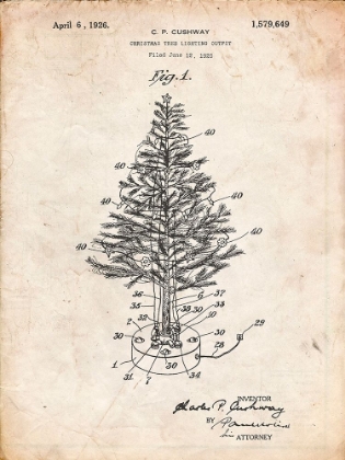 Picture of PP766-VINTAGE PARCHMENT CHRISTMAS TREE POSTER