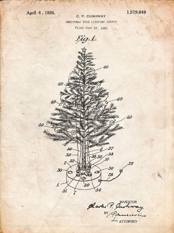 Picture of PP766-VINTAGE PARCHMENT CHRISTMAS TREE POSTER